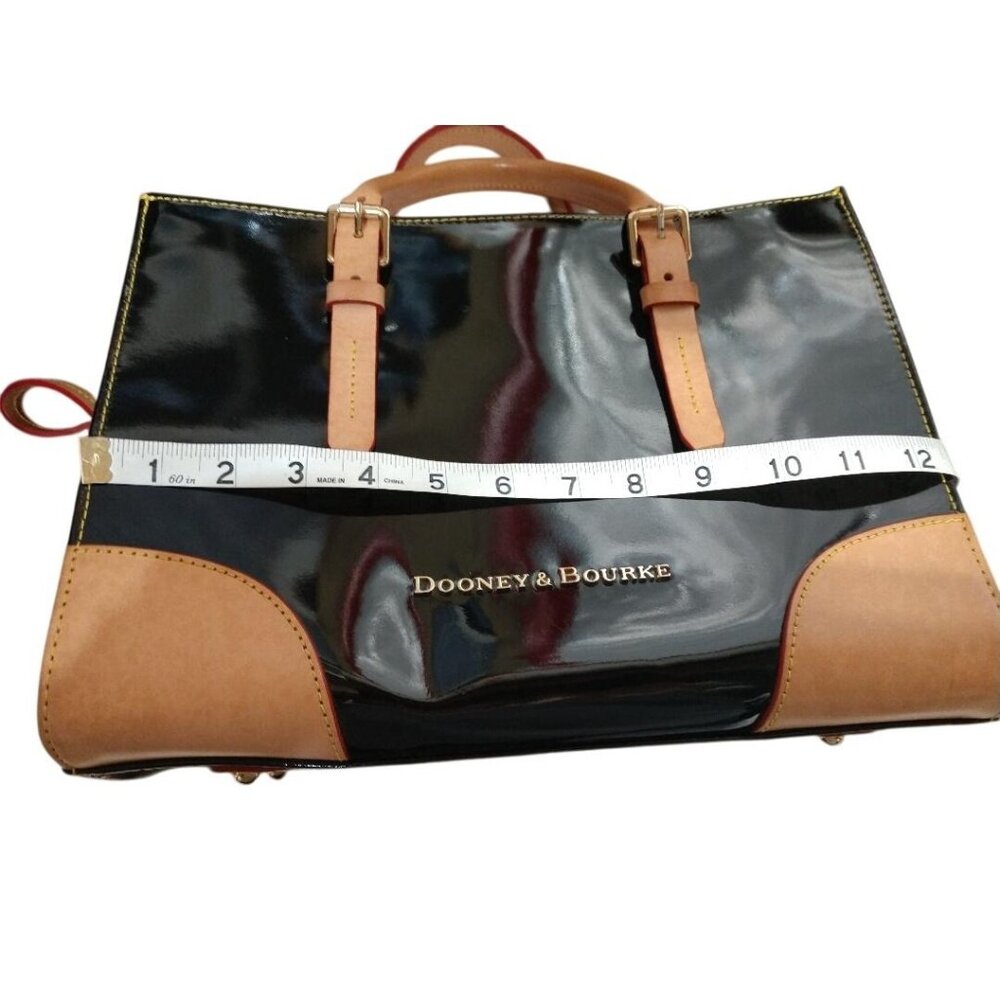 Dooney & Bourke Black & Beige Patent Leather Tote/crossbody & Wristlet Set - Picture 3 of 16
